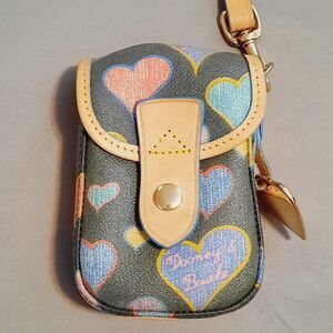Vintage Dooney & Bourke Lindsay Lohan Crayon Hearts Canvas Phone Wristlet